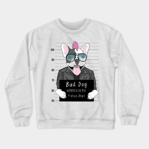 bad dog arrested Crewneck Sweatshirt by Mako Design 